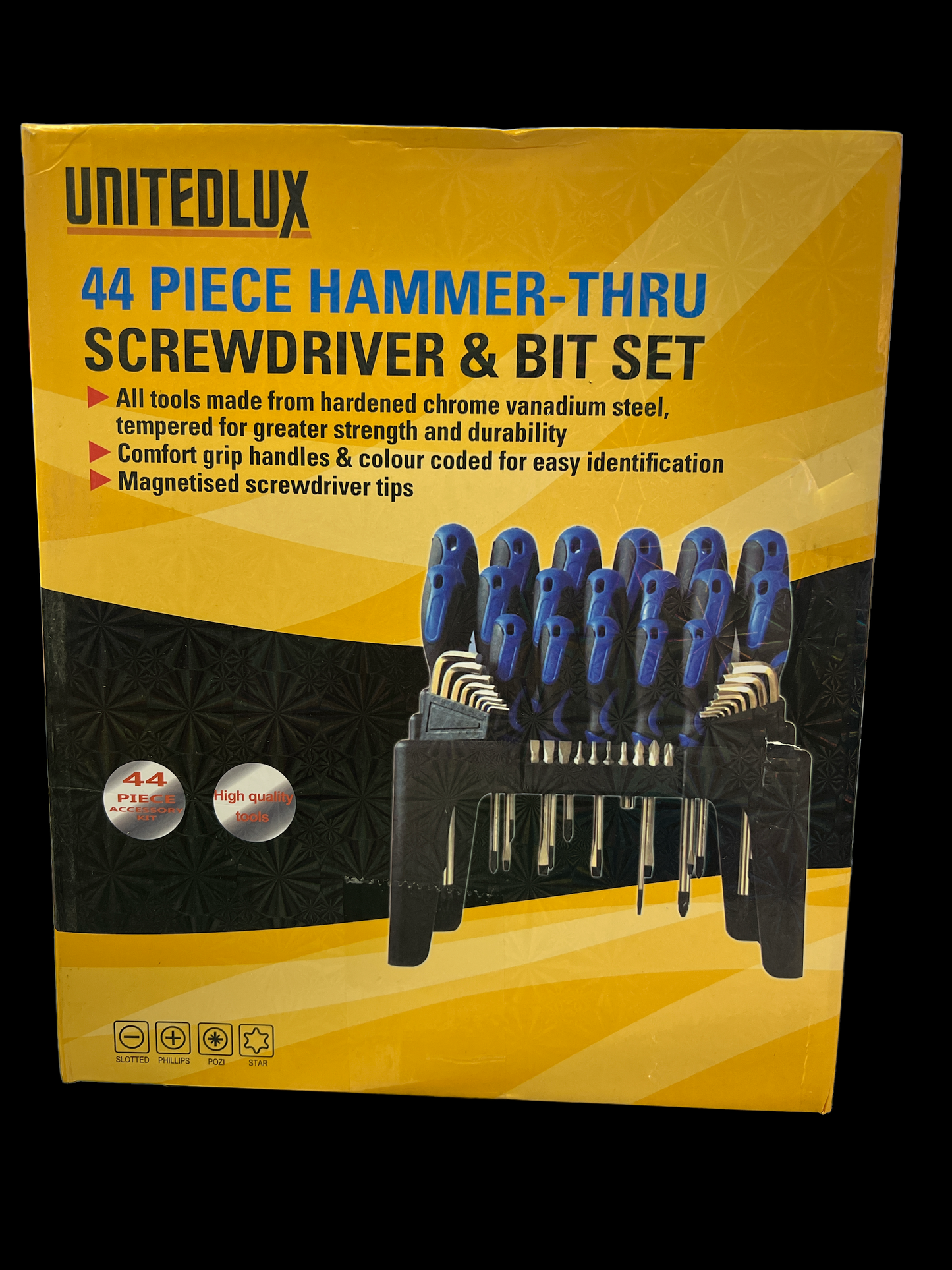 44PC Hammer-Thru Screwdriver & Bit Set