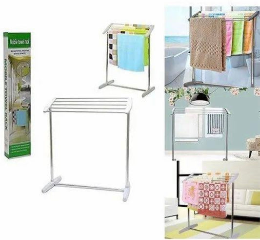 Mobile Towel Clothes Drying Rack Storage Shelf Portable Space Saving Mobile Towel Rack Tilt Towel Rack For Small Towel