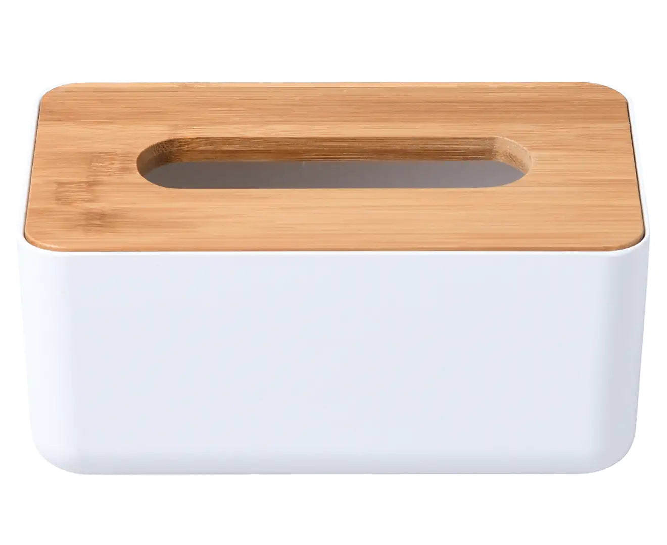 Small Bamboo Tissue Box - White