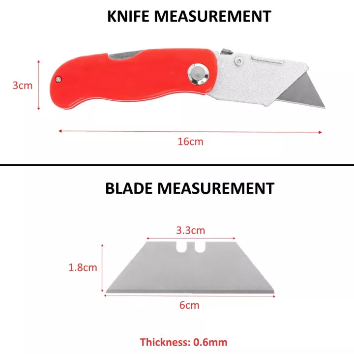 Multipurpose Folding Pocket Utility Heavy Duty Knife Cutter Knife with 6 Stainless Steel Blades