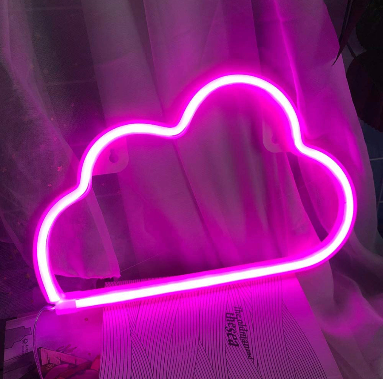 Floating Cloud Neon Sign Lamp 19cm x 2.3cm x 30.8cm Pink, Blue, Warm White USB & Battery Operated