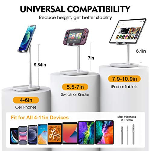 Cell Phone Stand,Adjustable Phone Stand for Desk, Thick Case Friendly Phone Holder Stand, Taller iPhone Stand Compatible with All Mobile Phone, iPhone 14, iPad, Tablet 4-10'' Desk Accessories