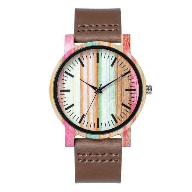 Women’s Luxury Wood Dial/Leather Strap Watch