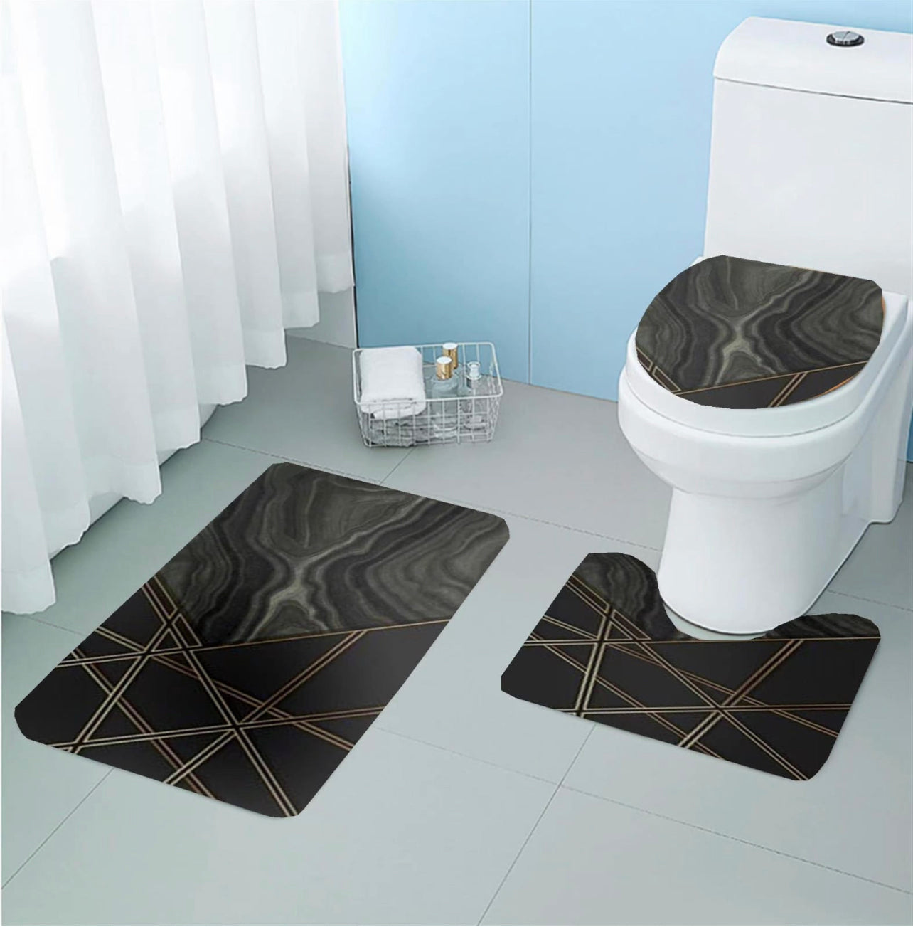 Bathroom Rugs Set 3 Piece Beautiful 3D