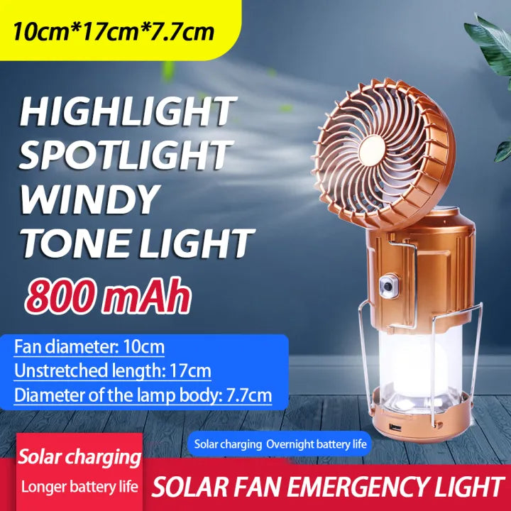 Solar fan light rechargeable flashlight outdoor lighting night fishing light