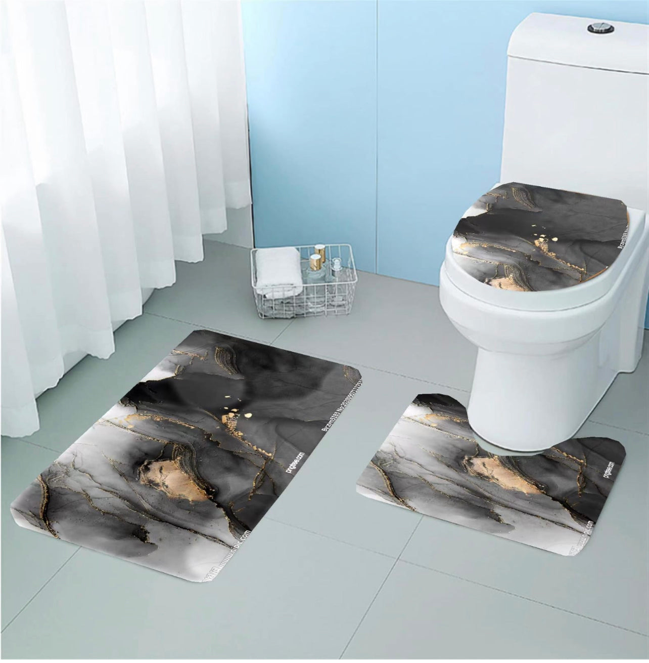 Bathroom Rugs Set 3 Piece Beautiful 3D