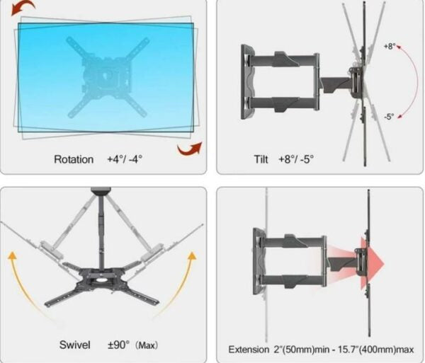 Wall TV Tilt Bracket 6 Way 14 to 55 Inch