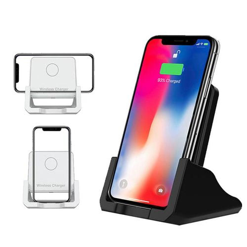 Desktop 10W Wireless Charger Phone Stand Holder Cradle-Black