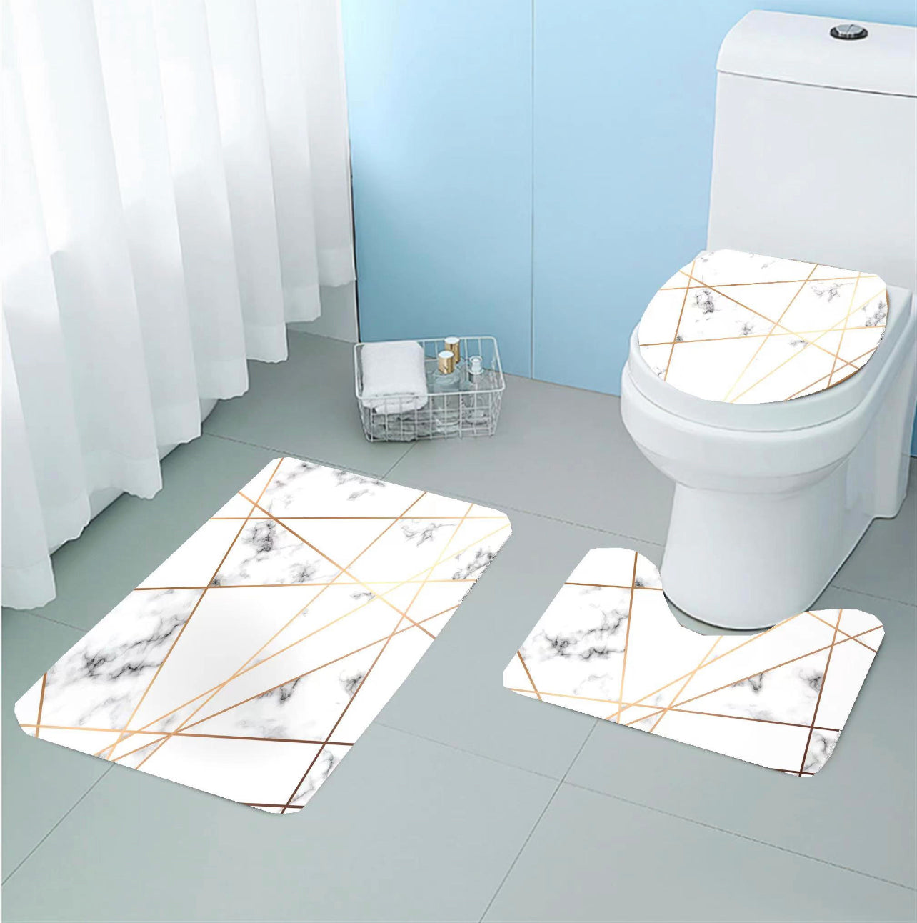 Bathroom Rugs Set 3 Piece Beautiful 3D