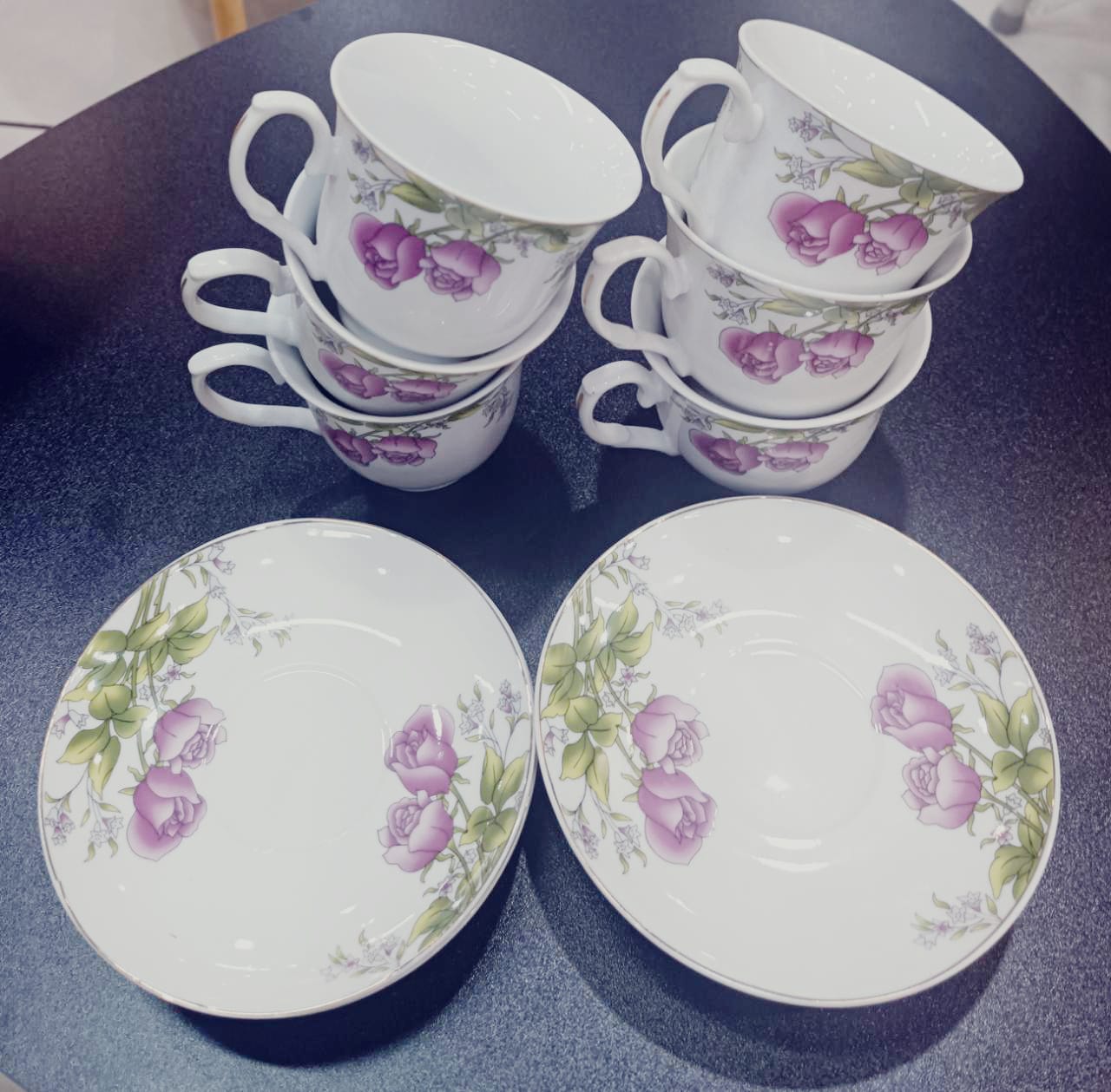 Vintage Regal Rose Tea Cup/Saucer Set 6pc