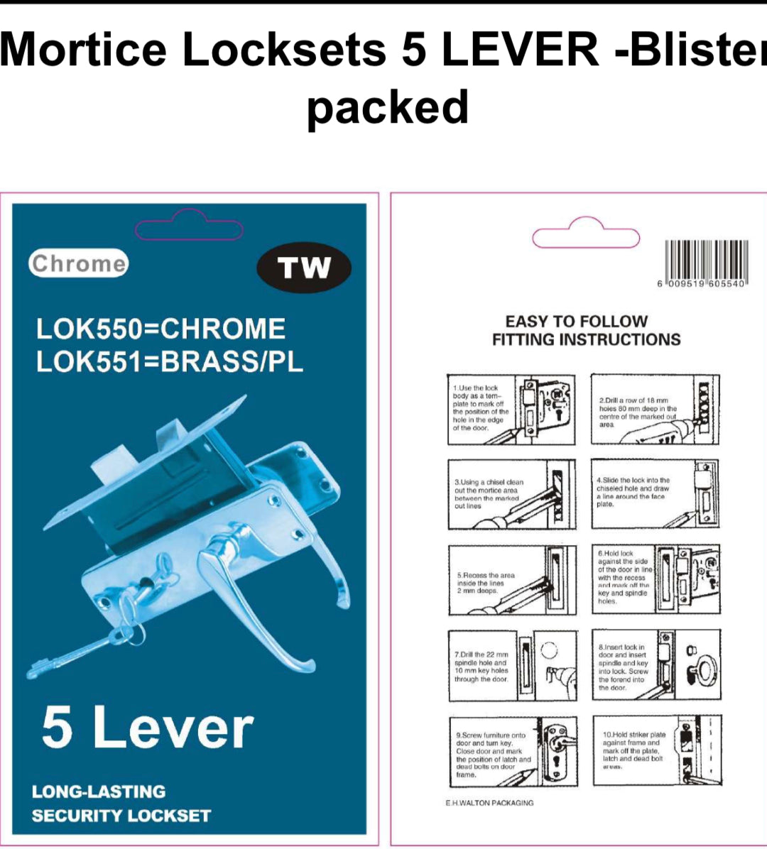 Lever lock set 5L Brass Plated