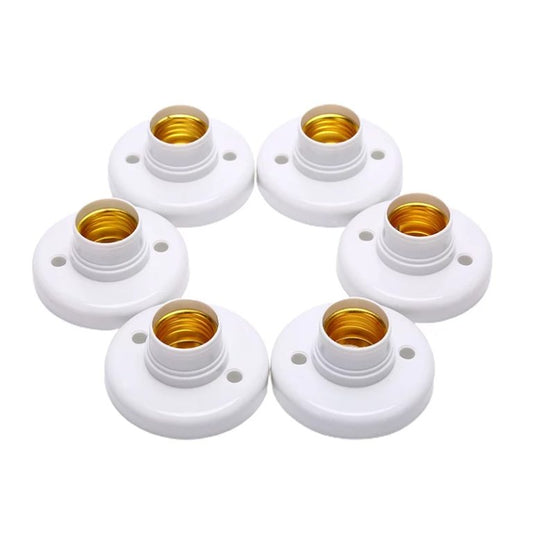 E27 Screw Cap Socket White Ceiling Light Lamp Bulb Fixing Base Stand Light Bulb Holder-5pcs