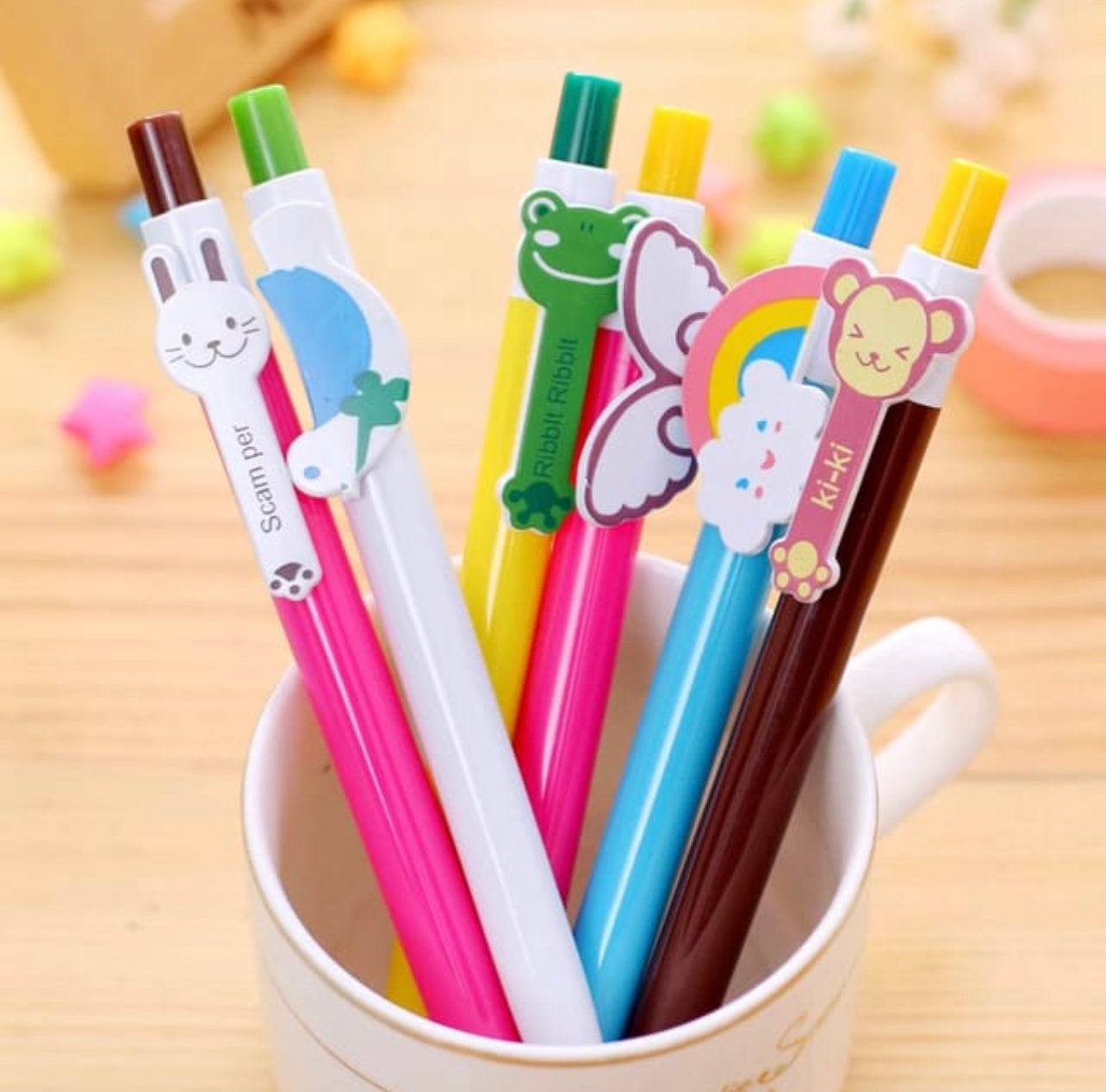 Rainbow Animal Series Easy Grip Pens 12pc