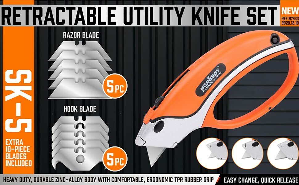 Heavy Duty Retractable Box Cutter Trimming Knife