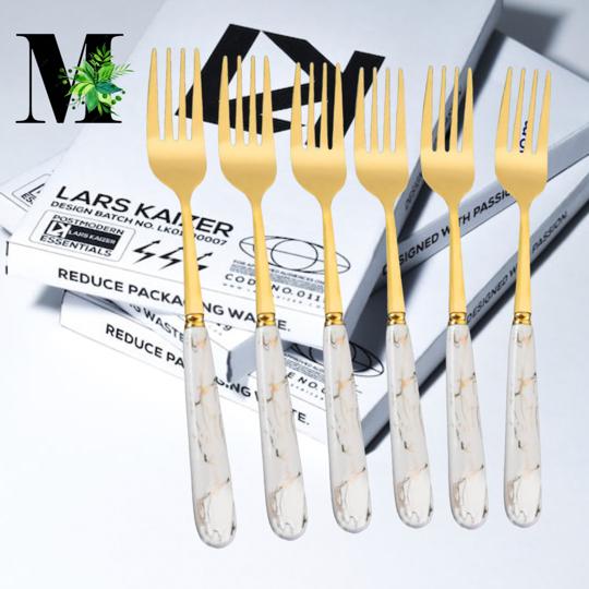 Trendy Marble Look Spoons,Knives Or Forks 6pc