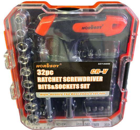 Horusdy 32pc Ratchet Screwdriver Bit & Socket Set