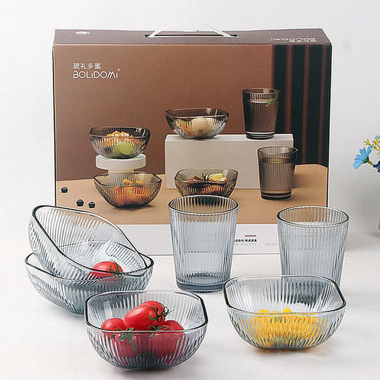 Glass Bowl & Cup Set 6pc