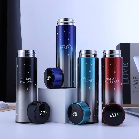 Smart Flask with LED Temperature Display Indicator with Double Wall Insulated Stainless Steel Hot & Cold Vacuum Flask Bottle Perfect Gifting with wordings "You are My Star"