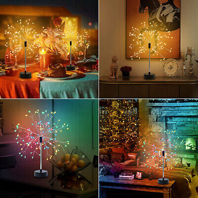 8 Modes LED Firework Starburst Table Lights Dimmable Lamp Remote Control Decor