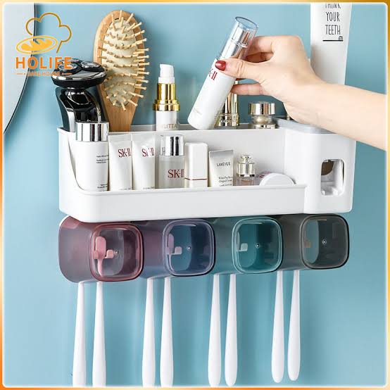 Toothbrush Holder With Dispenser 4Cup