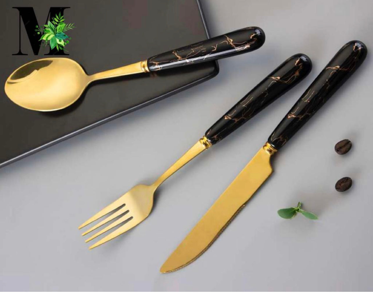 3pcs Marble Pattern Handle Cutlery Set