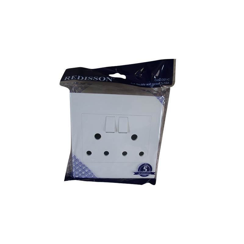 Wall Plug Double 4x4 Switched 16amp