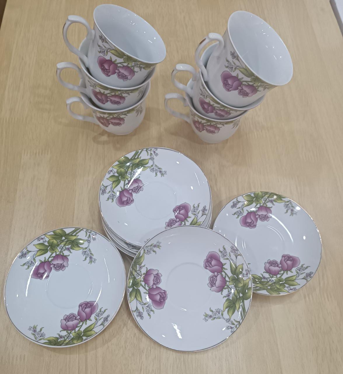 Vintage Regal Rose Tea Cup/Saucer Set 6pc