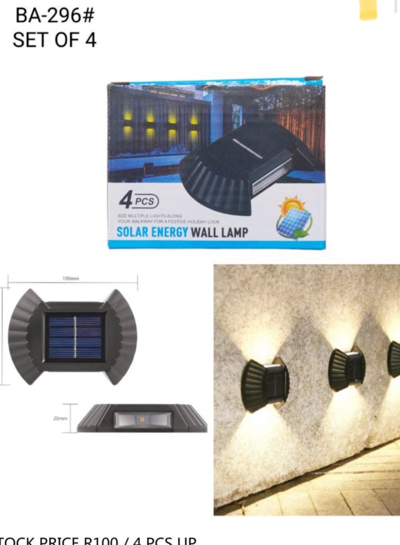 Waterproof Solar Wall Lamp -4 PCS