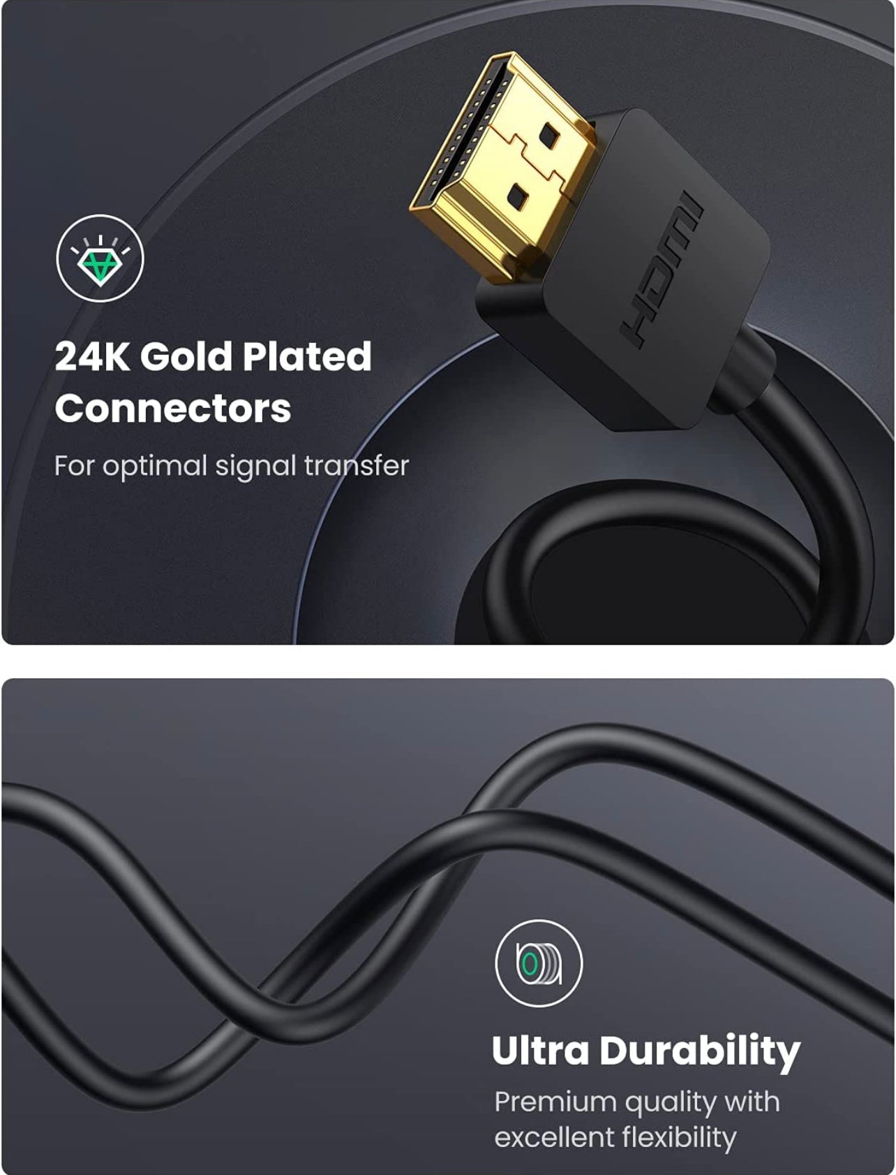 UGREEN Micro HDMI to HDMI Cable Adapter 4K 60Hz Ethernet Audio Return