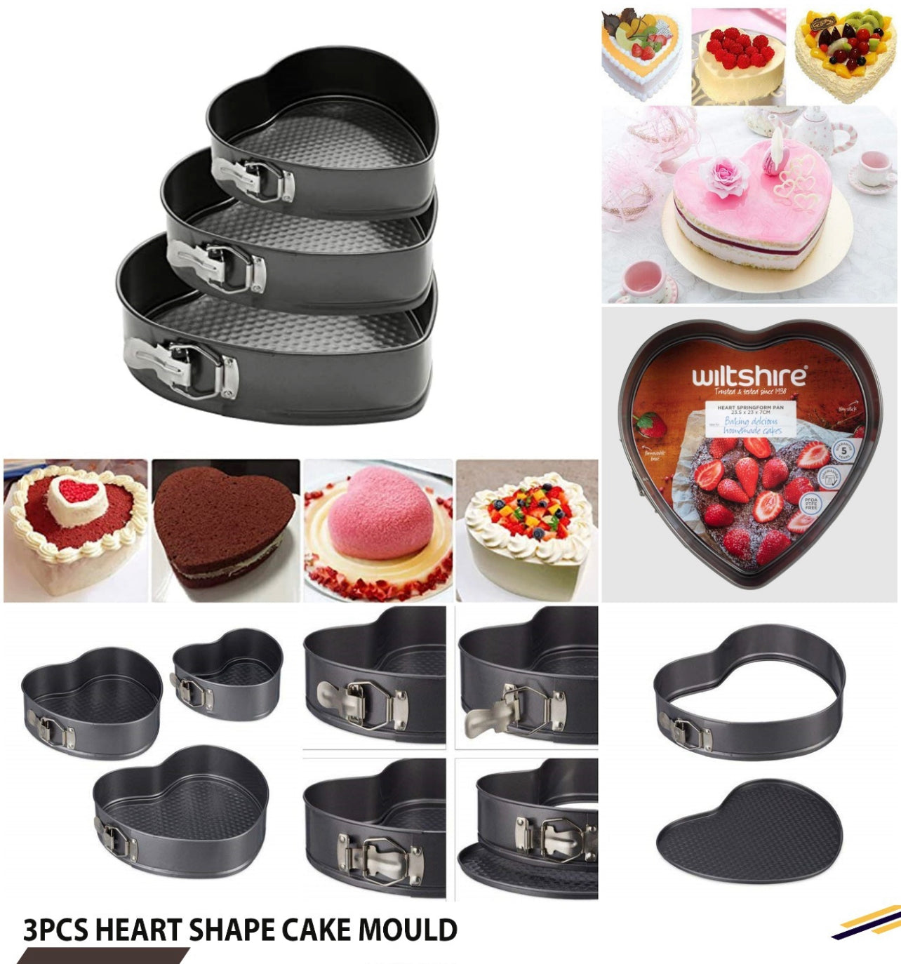 Cake Pan Set 3pc Heart Shape – Megamall Online Store