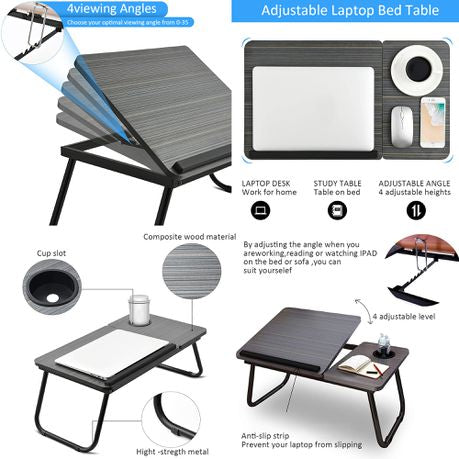 Folding Adjustable Laptop Desk With Cup Holder