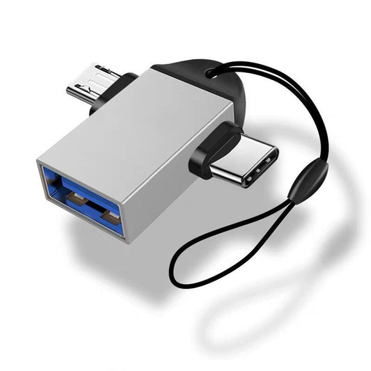 Mini Type-C and Micro USB 2-In-1 OTG Adapter USB Converter