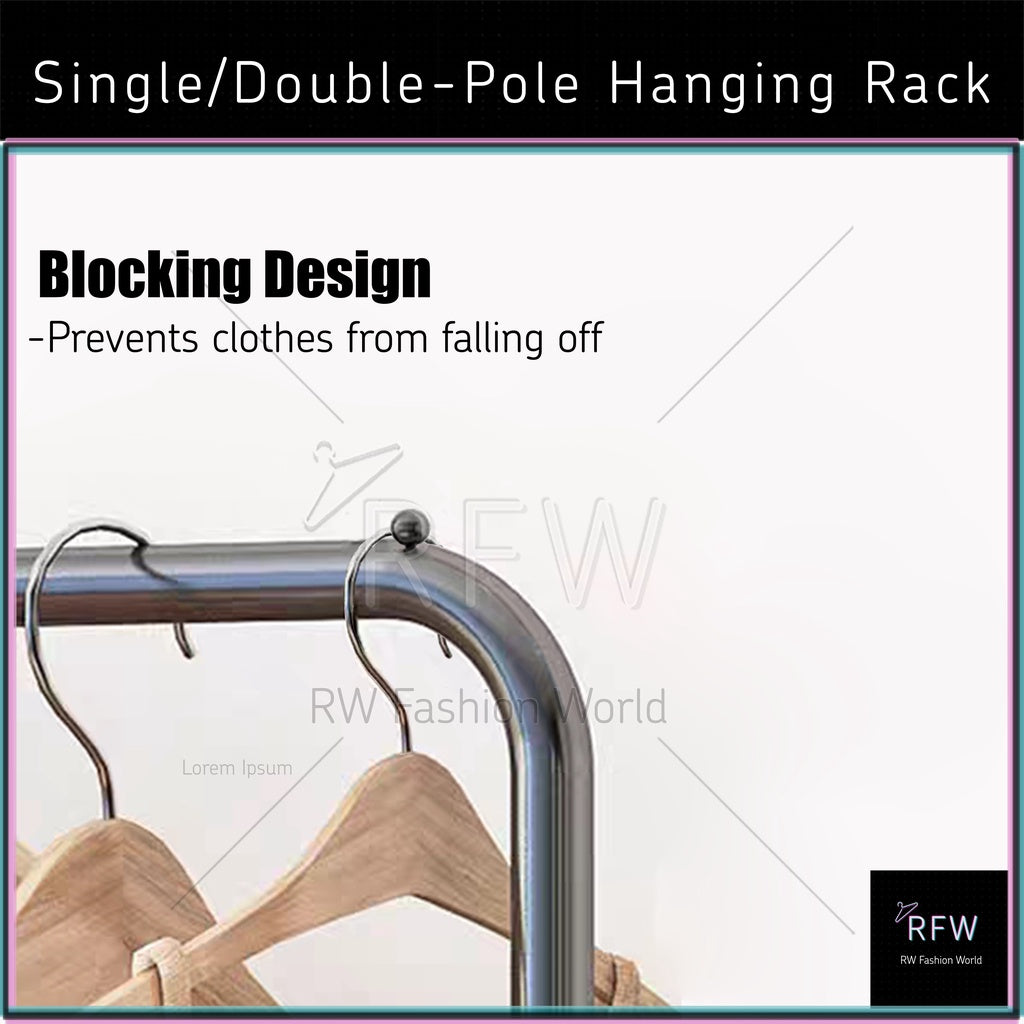 Clothes Hanger & Shoe Rack Single Pole Black