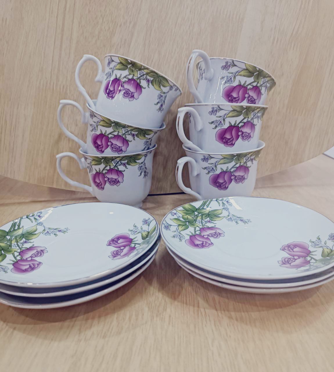 Vintage Regal Rose Tea Cup/Saucer Set 6pc