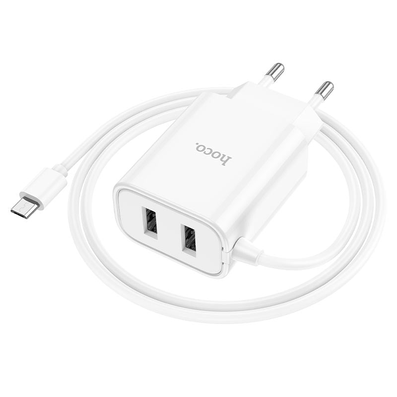 Wall charger “C103A Courser” EU dual-port with built-in cable