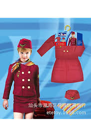 Baby Girls Costume Cabin Crew Air Hostess Costume for Kids Girls Pretend Dress up Role Play 4pcs Set (3-8 Years, 80-110cm)