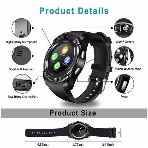 V8 Smartwatch Bluetooth Smart Watch Touch Screen Wrist Watch