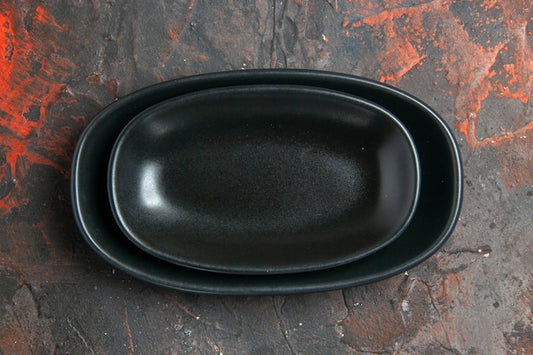 Deep Oval Bowl Black 2pc