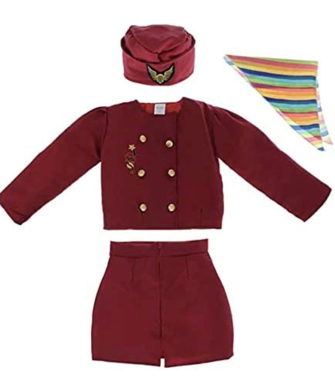 Baby Girls Costume Cabin Crew Air Hostess Costume for Kids Girls Pretend Dress up Role Play 4pcs Set (3-8 Years, 80-110cm)