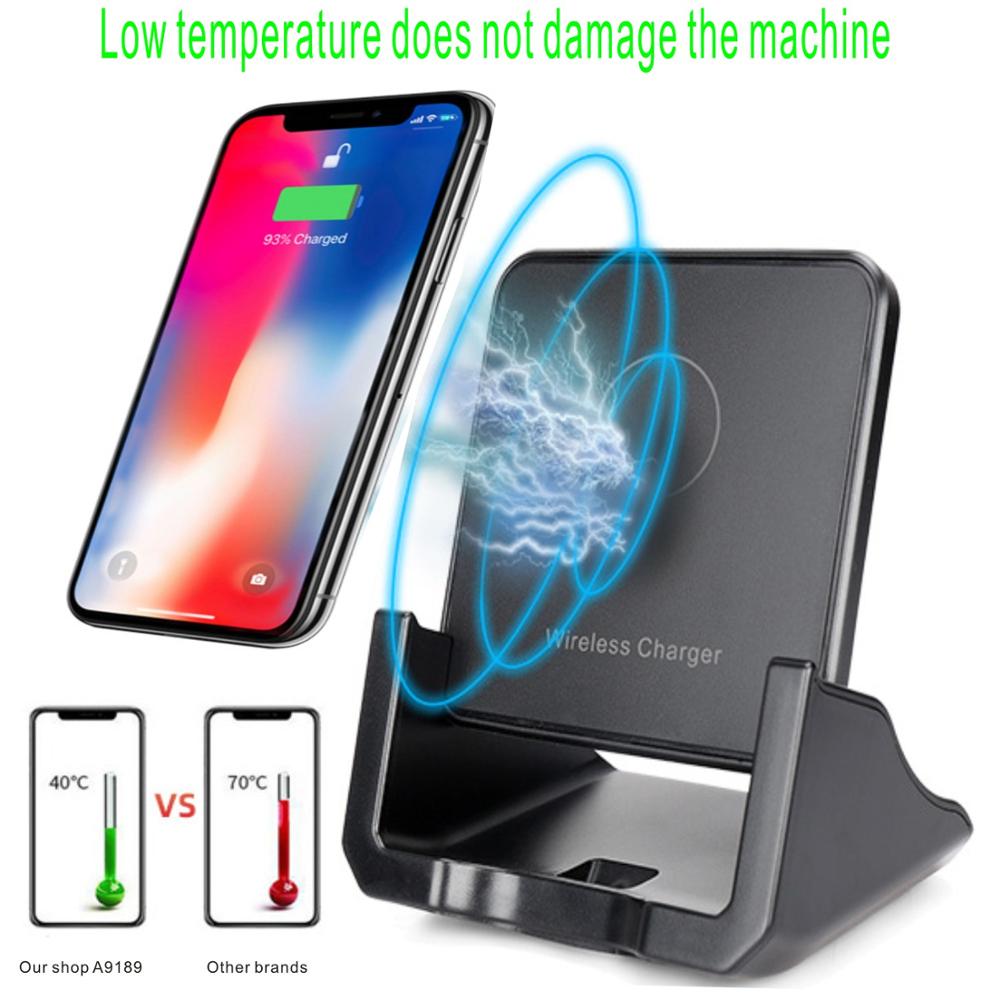 Desktop 10W Wireless Charger Phone Stand Holder Cradle-Black