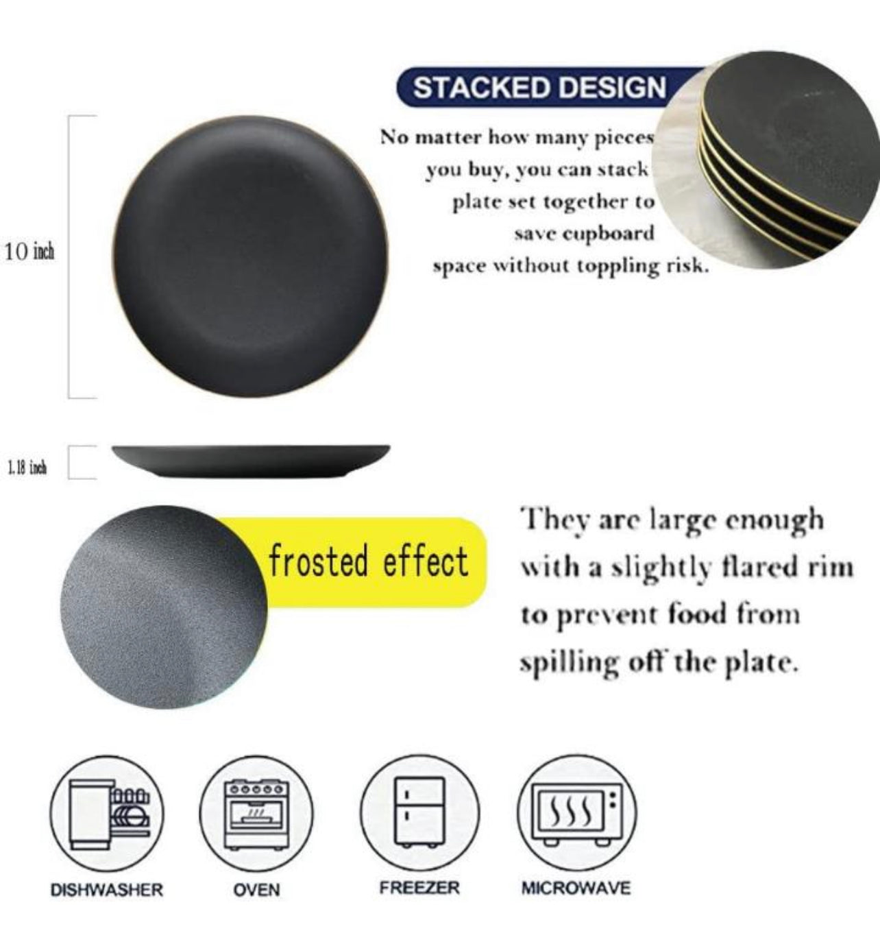 Caviar Black Stone Pasta Plate 4pc