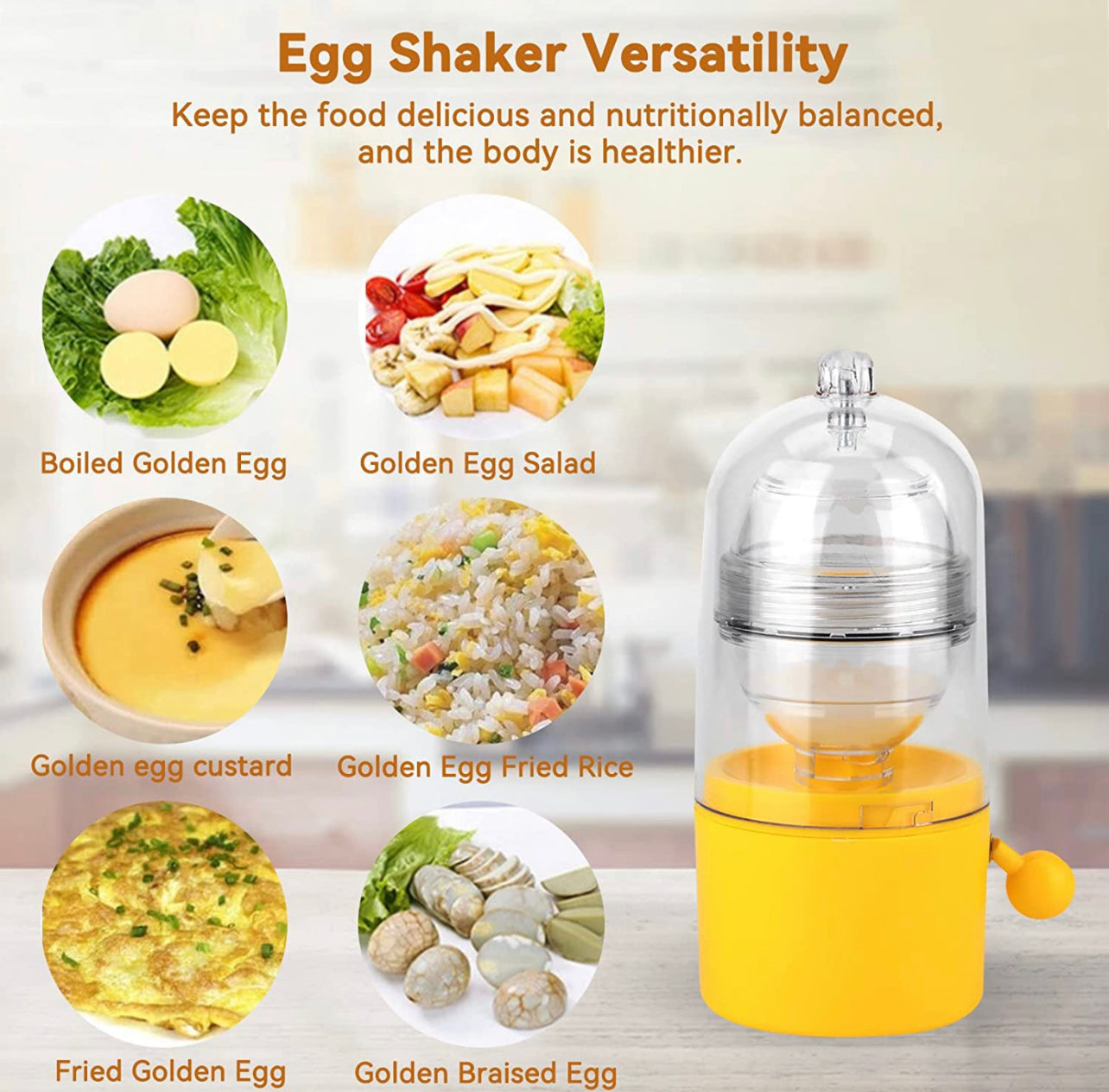 Egg Scrambler Shaker, Electric Egg Spinner 50S Rotation Time Small Compact  Golden Egg Maker Egg Silicone Shaker for Home Mixing the Egg (yellow)