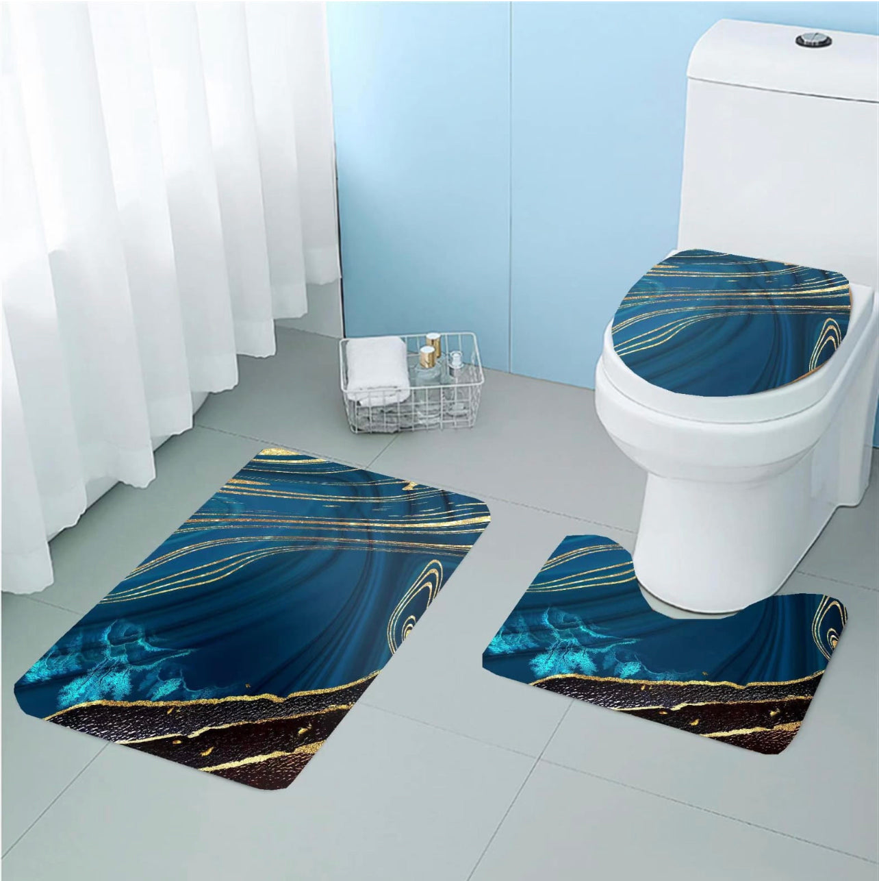 Bathroom Rugs Set 3 Piece Beautiful 3D