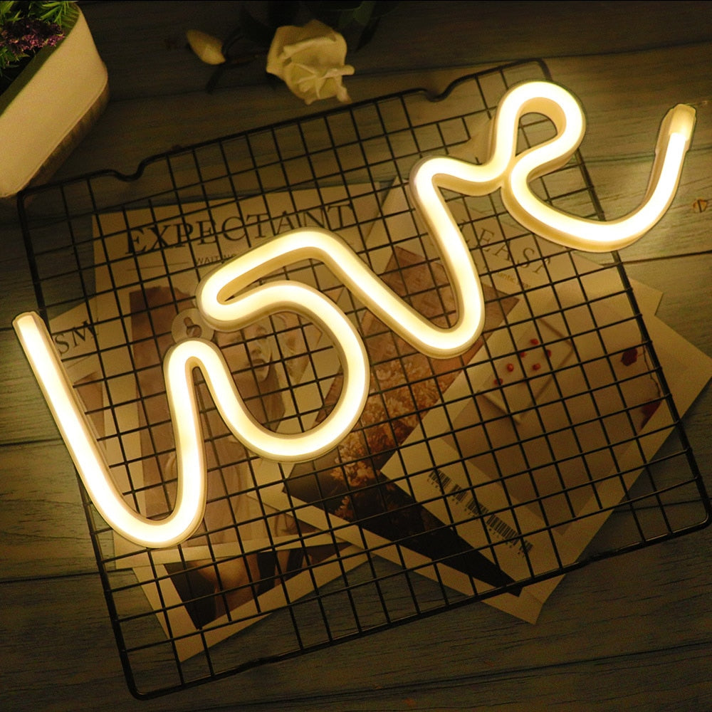 Love Neon Sign Lamp 15 cm x 2.3cm x 36cm Pink, Red, Blue, Warm White USB & Battery Operated