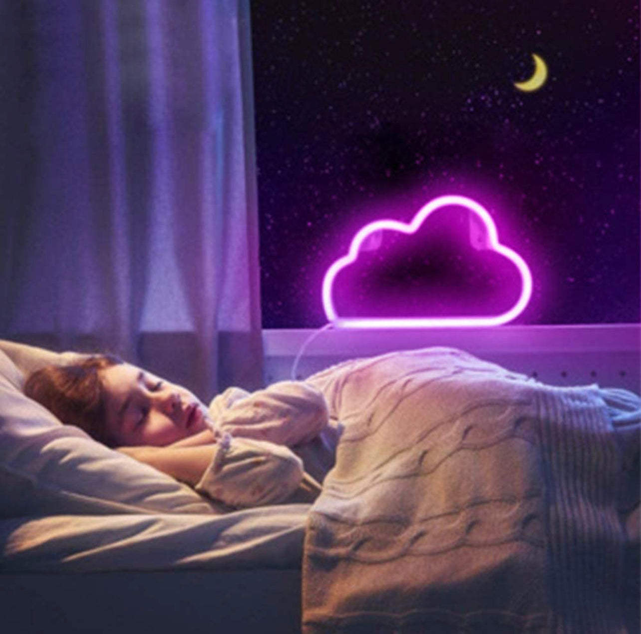 Floating Cloud Neon Sign Lamp 19cm x 2.3cm x 30.8cm Pink, Blue, Warm White USB & Battery Operated