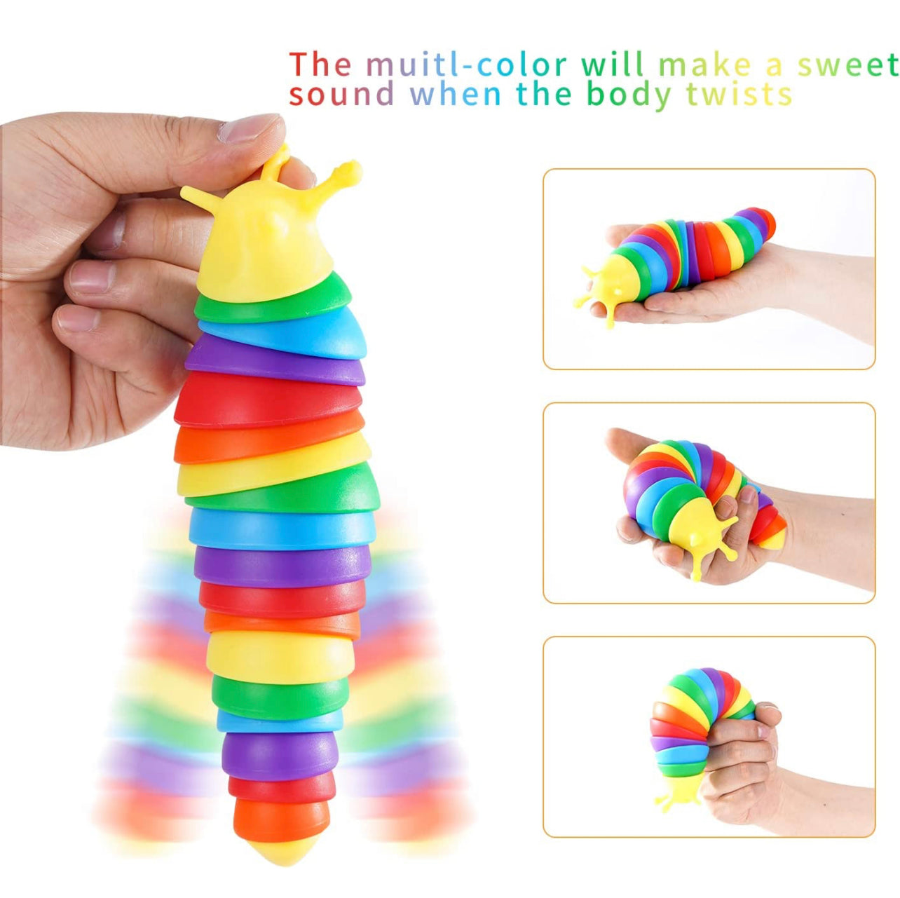 Toy Fidget Slug Sensory Flexible Desk Stress Relief Caterpillar Toy