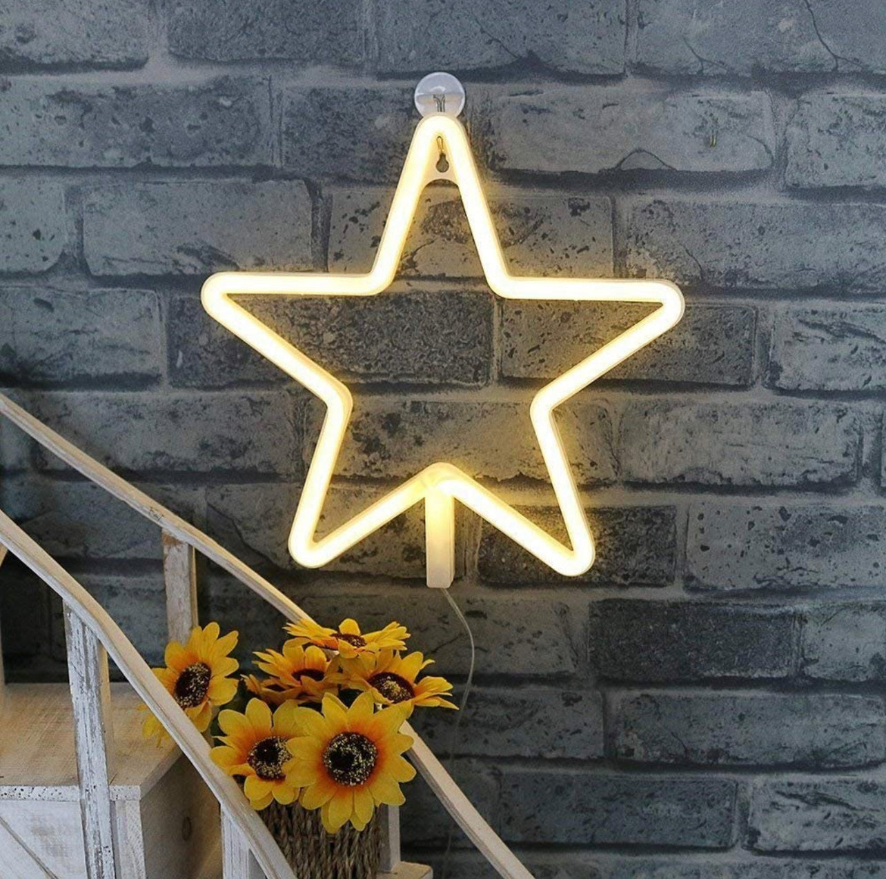 Star Neon Sign Lamp 29cm x 2.3cm x 29cm Pink, Blue Warm White USB & Battery Operated