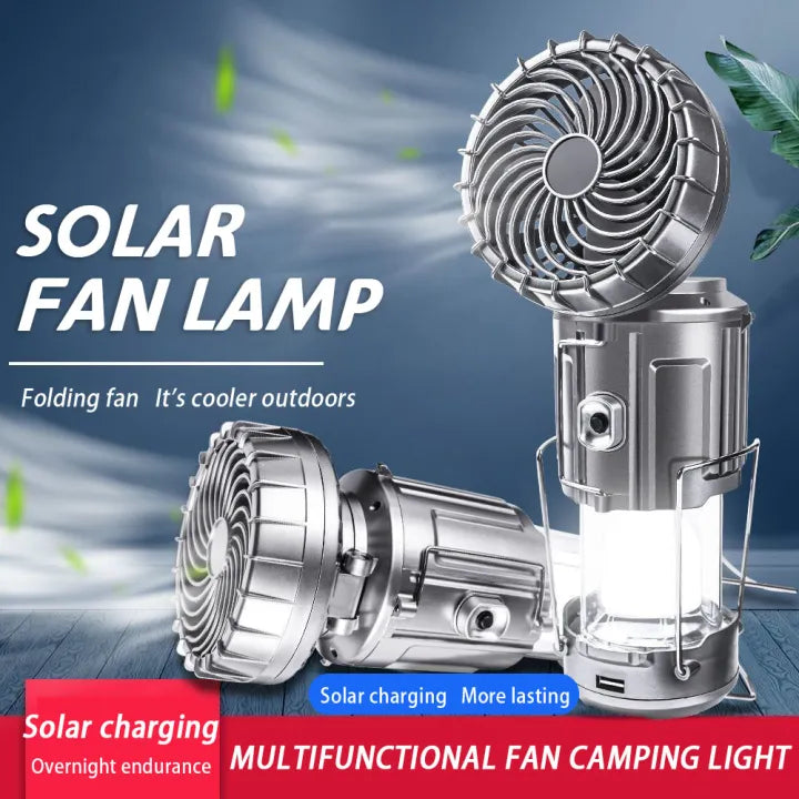 Solar fan light rechargeable flashlight outdoor lighting night fishing light