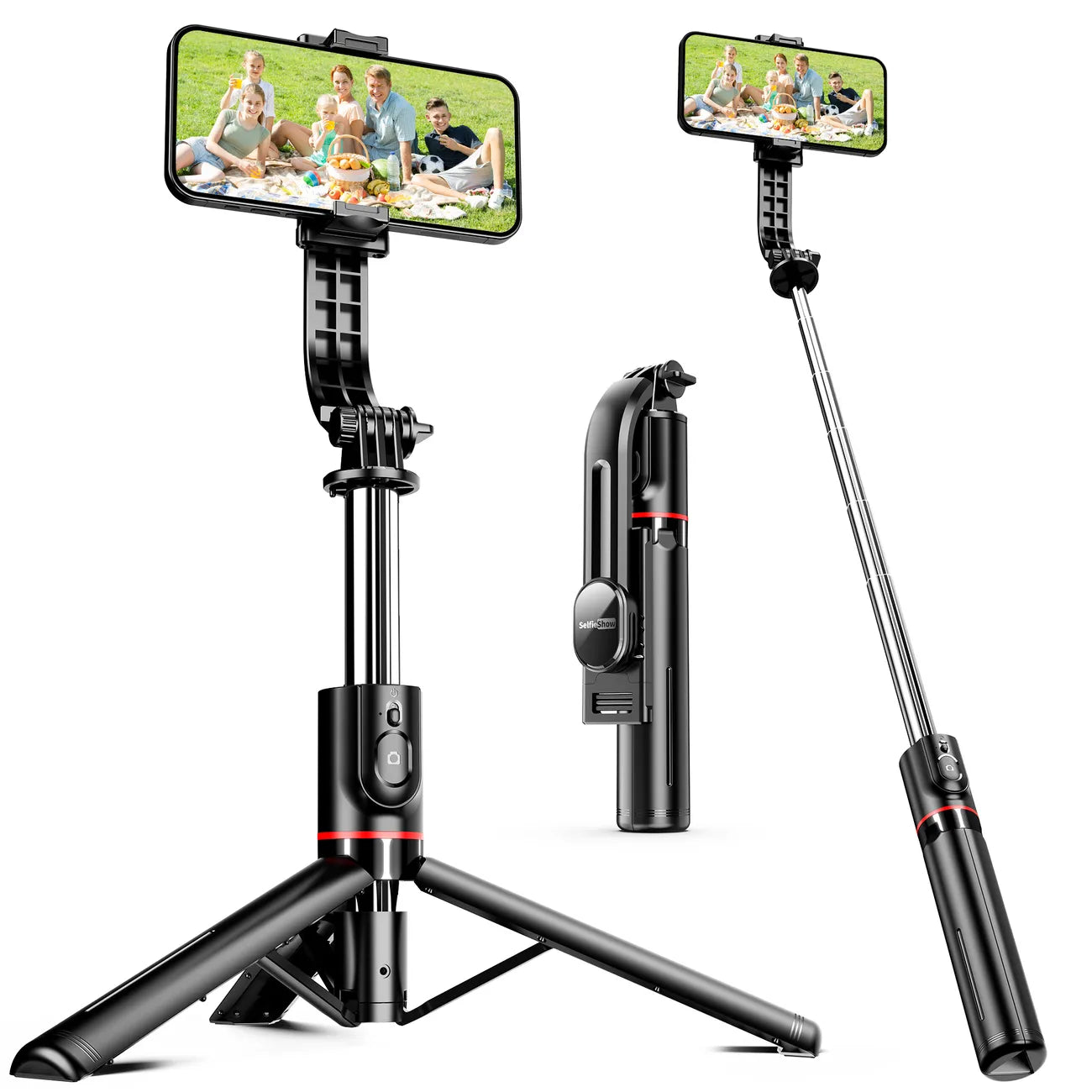 Portable 44 Inch Selfie Stick Phone Tripod With Wireless Compatible With IPhone Plus, Android Smartphones