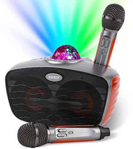 Karaoke Microphone Speaker with 2*Microphone  LED MIC Bluetooth Karaoke Home System Portable Microphone Speaker